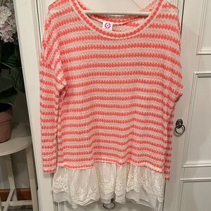 Striped Pink and White Women's Sweater